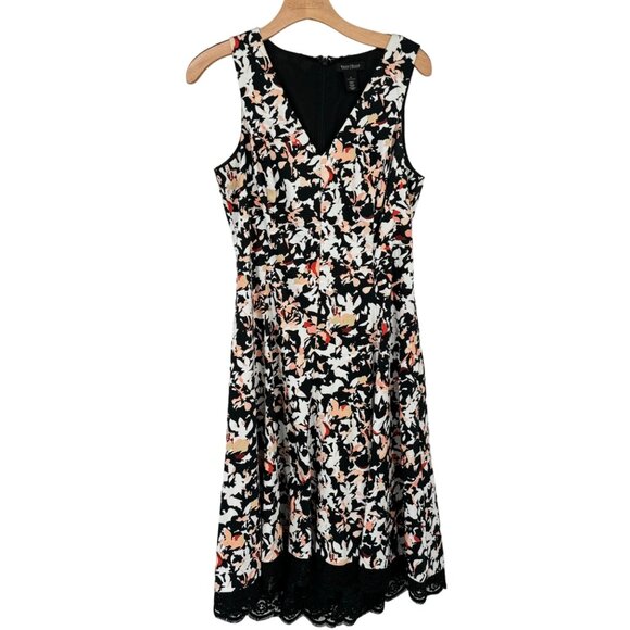 White House Black Market Womens Dress Size 8 Floral Print Sleeveless  Lace Trim - Picture 2 of 13